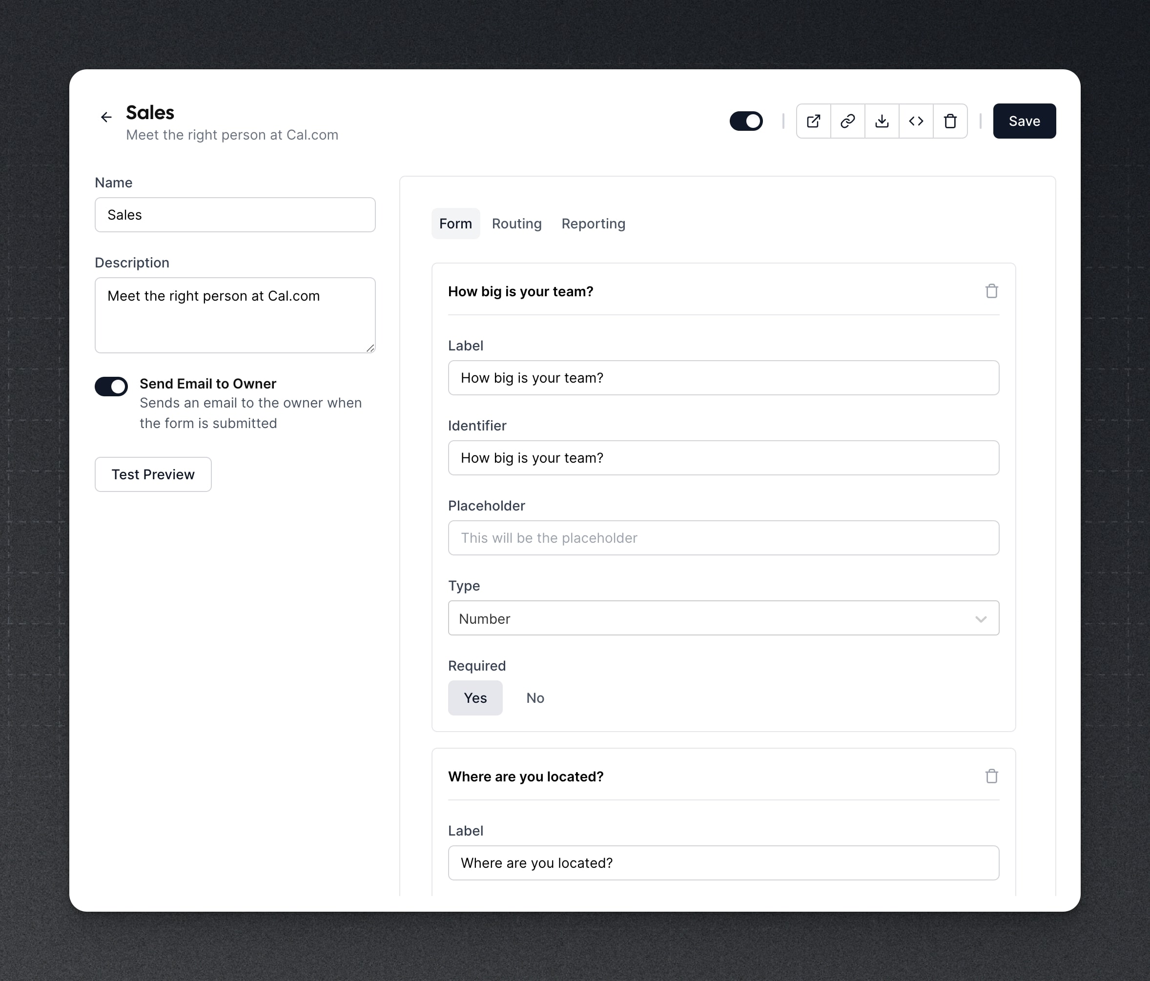 Screenshot of app Routing Forms